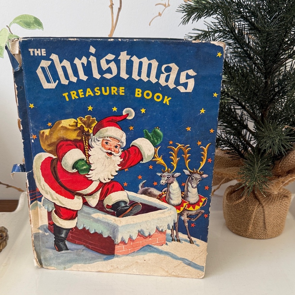 Vintage 1950 ‘The Christmas Treasure Book’ Stories, Poems, Songs, Pop-up Book